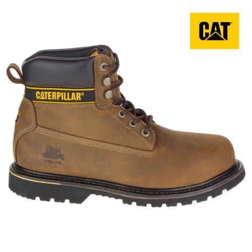 CAT Holton Steel Toe S3 HRO SRC Men's Work Boots Dark Brown (AU N-596) Australia
